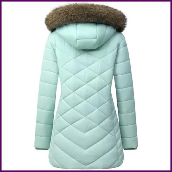 Women's Long Winter Down Jacket Waterproof Windproof Fleece Lined Hooded